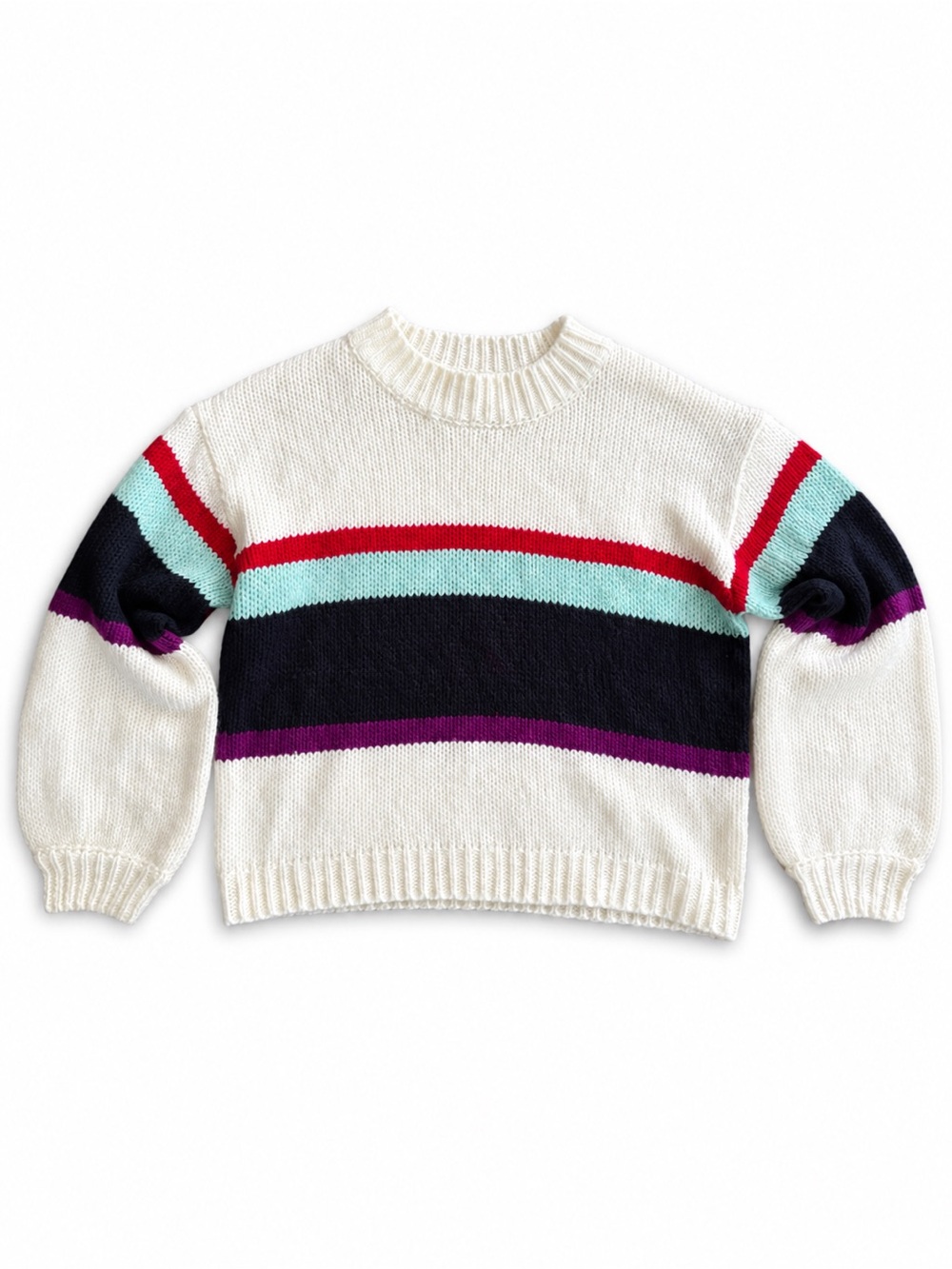 Wild Honey Striped Chunky Knit Sweater Balloon Sleeve Size M